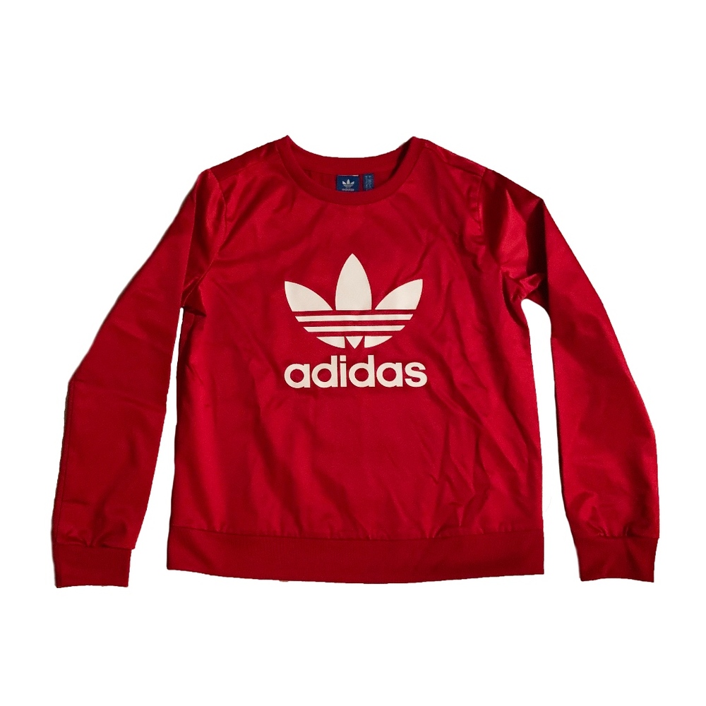 ADIDAS ORIGINALS RED SATIN CREWNECK